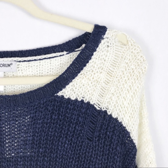 NWT Cotton Emporium Distressed Striped Sweater - Picture 4 of 5